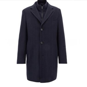 Hugo BOSS Men's Navy Wool Pea Coat with Detachable Inner Jacket Size 40R